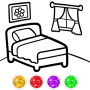 icon Bedroom Coloring(Çocuklar İçin Yatak Odası Boyama)