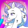 icon Rainbow Unicorns Coloring Book by Numbers(Gökkuşağı Unicorn Renk Numaraları)