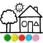 icon Glitter House coloring for kid (Dinamit Parıltı Çocuk için ev boyama)