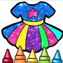 icon Glitter Dresses Coloring Book and Drawing pages (Parıltılı Elbiseler Boyama Kitabı ve ⭐ Dancing)