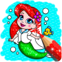 icon Glitter mermaid coloring(Çocuklar için deniz kızı boyama)