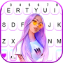 icon Cool Stylish Girl Keyboard Background (Havalı Şık Kız Klavye Arka Planı
)