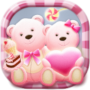 icon Cute Bear Pink hearts Theme (Sevimli Ayı Pembe Kalpler Tema)
